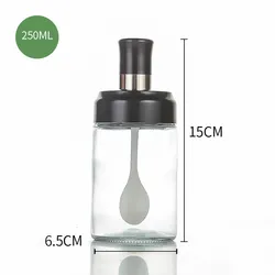 Glass Spice Box Spoon and Lid Integrated Spice Jar Combination Seasoning Jar Kitchen Supplies Home Salt Shaker Oil Bottle