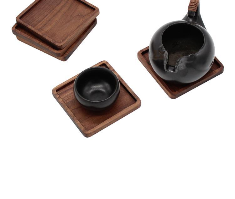 walnut coaster square round tea coaster wooden insulated mat dining table mat wooden placemat tea coaster