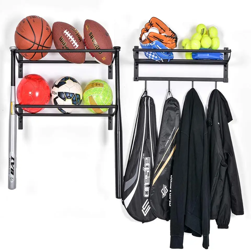 Metal sports equipment storage rack garage basketball organizer ball