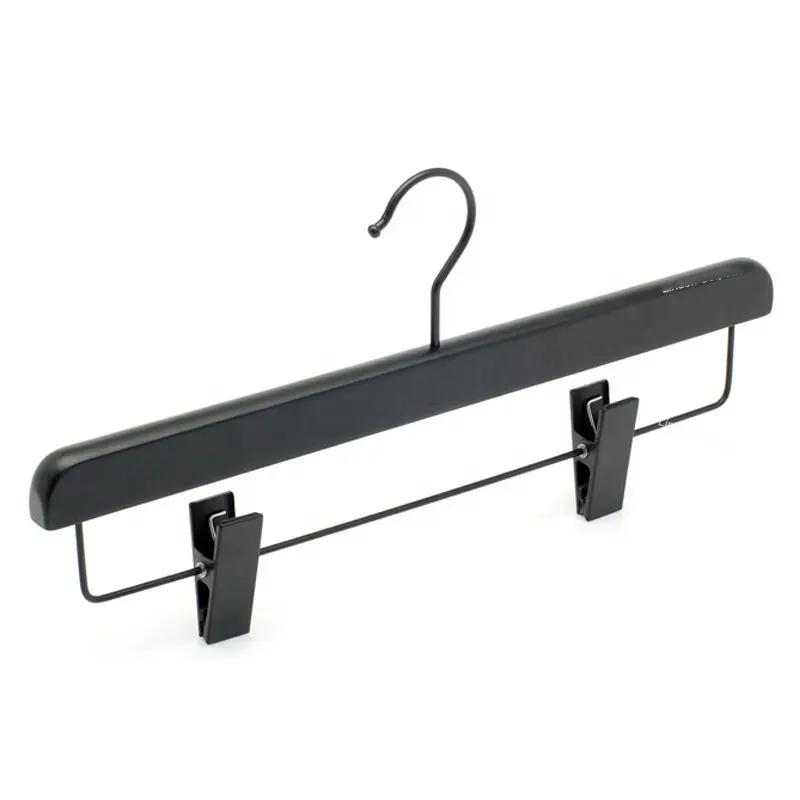 Clothing Hanger Custom LOGO Matt Black Wooden Brand Coat Suit Hangers for Clothes