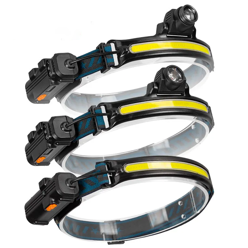 IP65 Waterproof Headlamp with White Light 7 Modes USB Rechargeable Headlight Adjustable Headlamp for Emergency and Hiking Gear