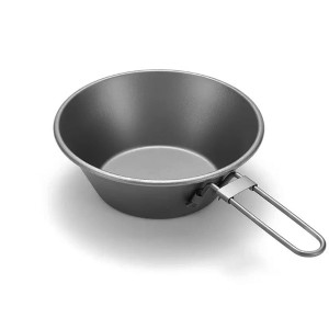 Hot sale titanium bowl with foldable handle outdoor camping supplies hiking backpack picnic stainless steel bowl cutlery