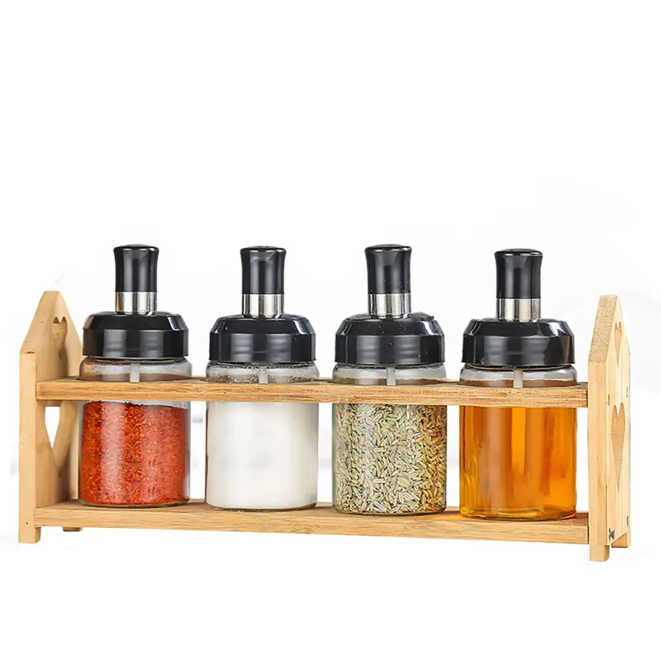 Glass Spice Box Spoon and Lid Integrated Spice Jar Combination Seasoning Jar Kitchen Supplies Home Salt Shaker Oil Bottle Featured Image