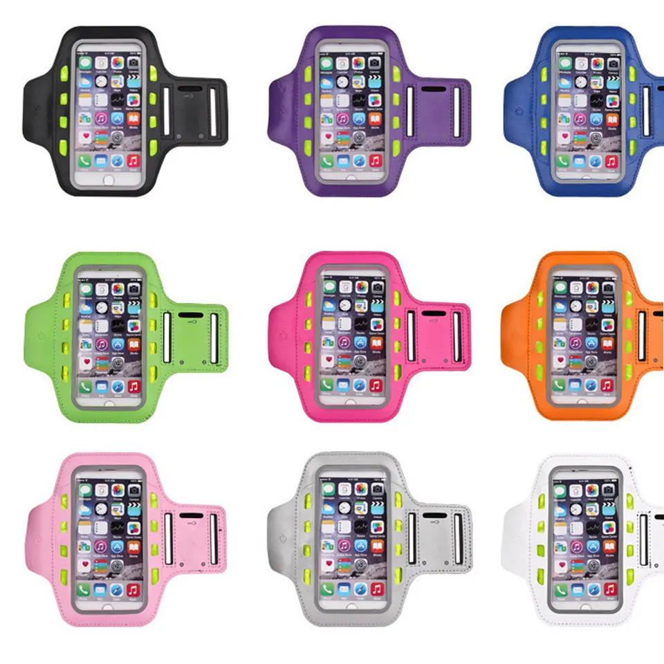 Custom Logo Unisex Wholesale Sport Mobile Phone Bag Safety Reflective Armband Led Sports Running Mobile Armband