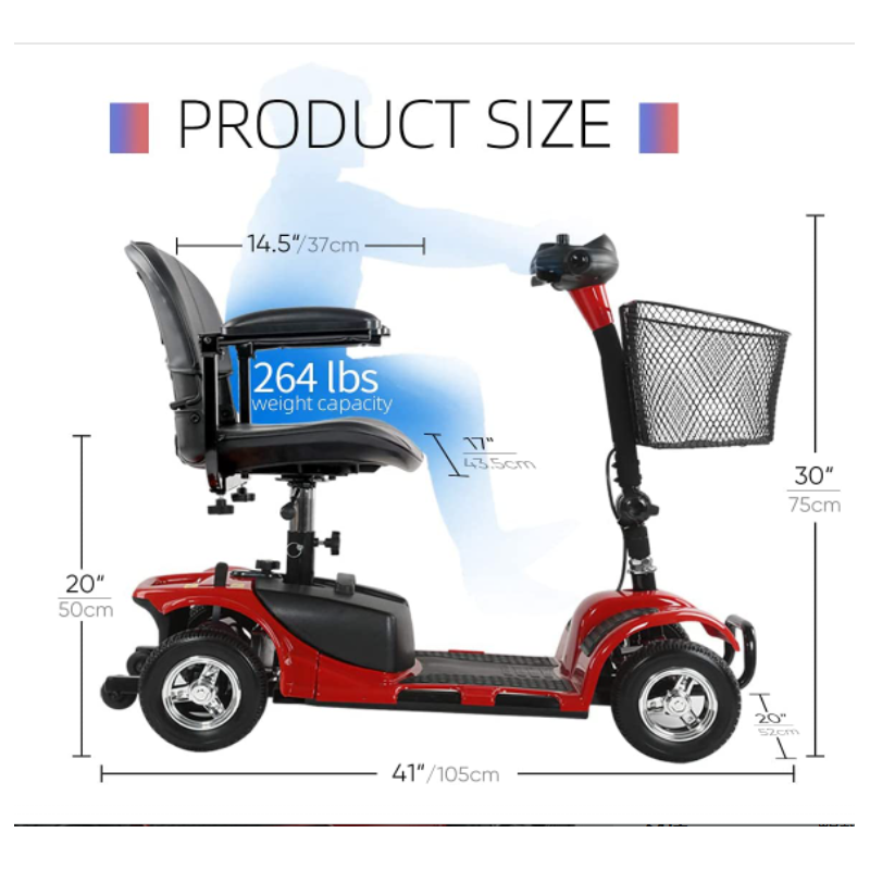 4 wheel power mobile scooter is suitable for seniors
