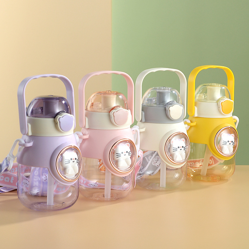 Through space capsule plastic cup food grade pc plastic large capacity girl baby water bottle for school