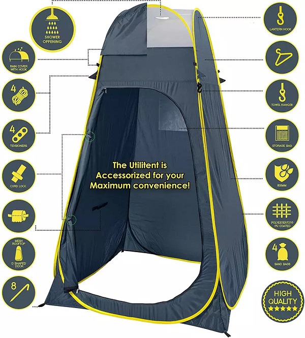 Pop Up Privacy Tent Portable Outdoor Shower Tent Camp Toilet Changing Room Pod, Rain Shelter Inflatable Shower Tent