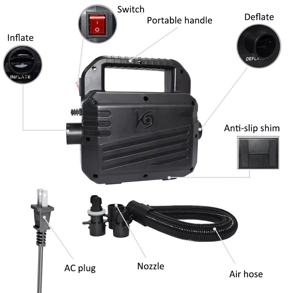 1200W 5PSI halkey robert electric high pressure air pump inflator for inflatable towable fish boat swim pool blower