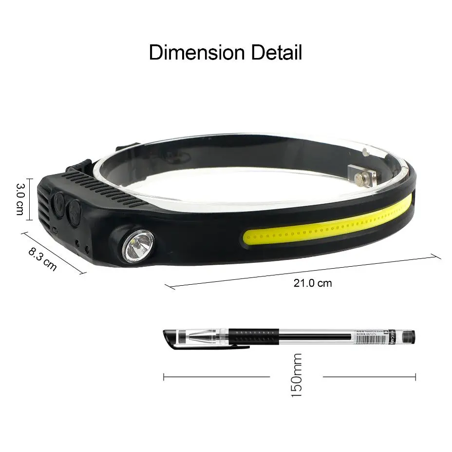 Multi-Function Induction Smart Sensor Headlight USB Rechargeable COB LED Headlamp