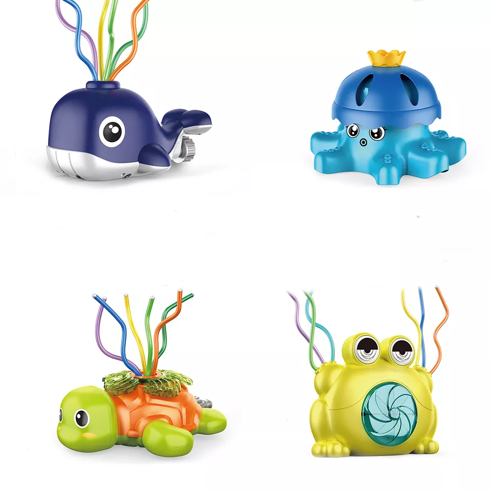Outdoor sprinkler kids backyard spinning dolphin sunflower turtle sprinkler toy Featured Image
