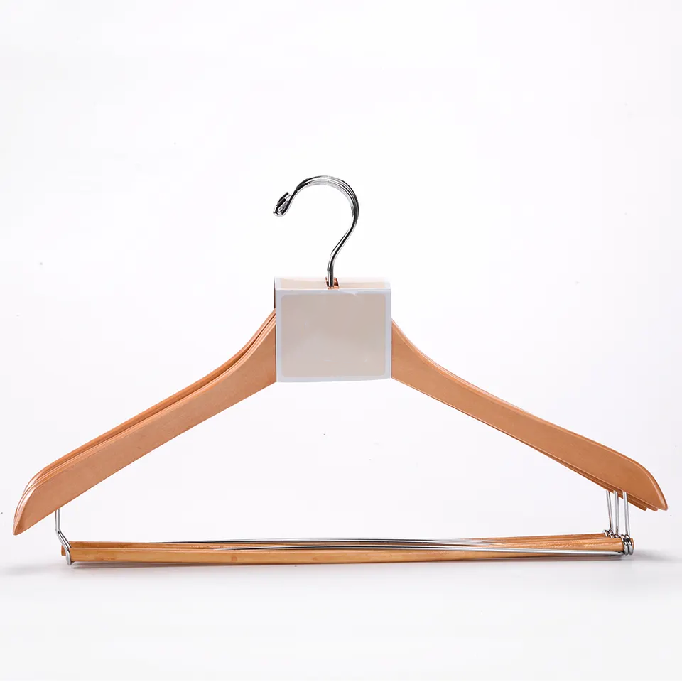 high quality cheap natural china wooden hanger clothes hanger lock with round bar