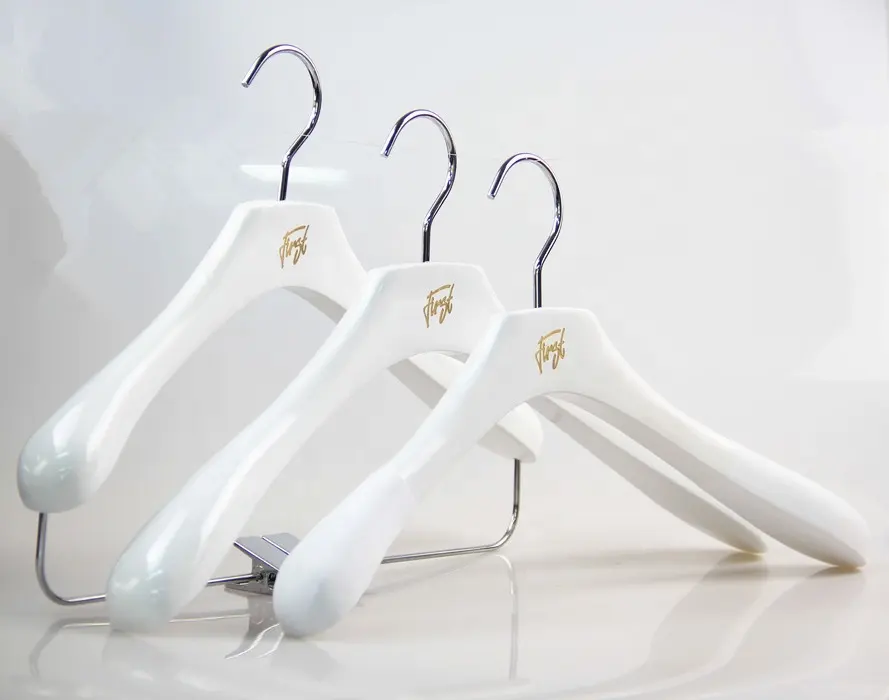 luxury wholesale white female wooden clothes hanger with custom LOGO