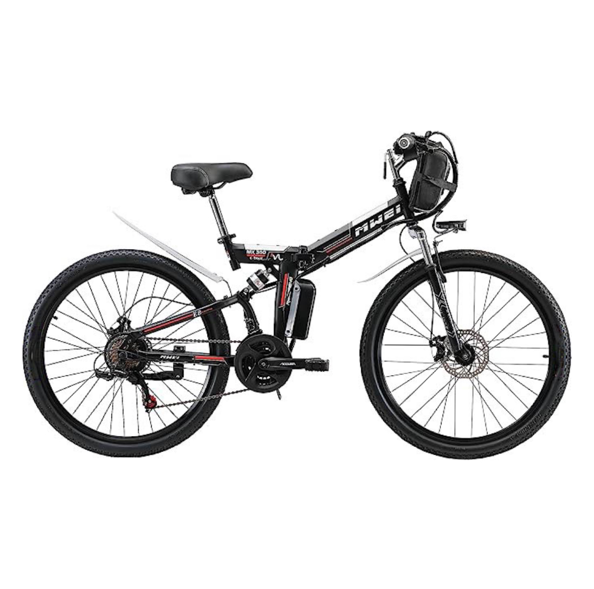 26″ Adult Electric Bike 350W Motor 36V 10Ah Removable Battery Folding City Road Electric Bike 20MPH Commuter Electric Mountain Bike Full Suspension