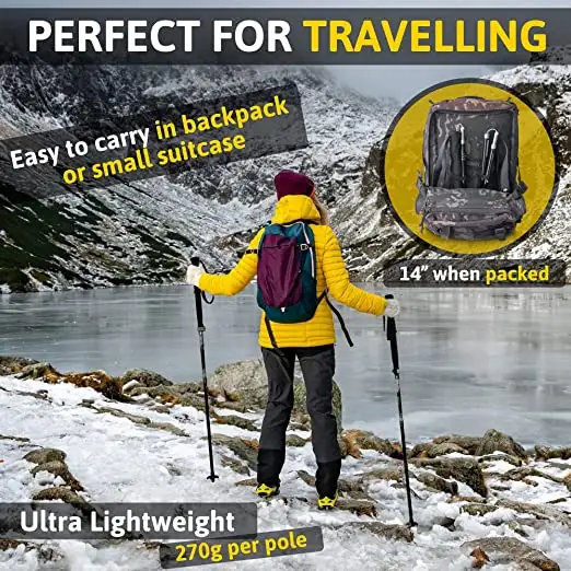  Walking Trekking Poles 7075Aluminum Lightweight Ultra Portable Hiking Sticks for Trekking