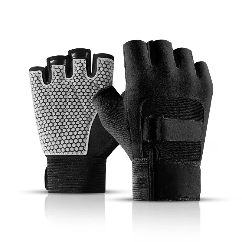 Carbon fiber handle sports fingerless cycling gloves non-slip breathable outdoor gloves Featured Image