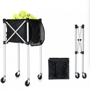 160pcs Storage Portable Tennis Ball Cart Foldable Frame Tennis Balls Hopper Basket Practice Ball Pickup Tennis Basket with Wheel