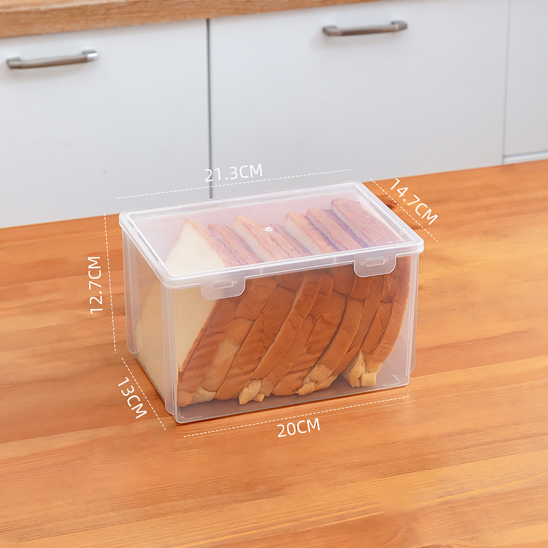 Household crisper box, transparent plastic toast bread storage box for food grade refrigerator, kitchen refrigerator storage box