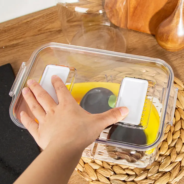 Odor-resistant stackable product saver Removable drain tray Refrigerator plastic food storage container Organizer’s fruit Featured Image