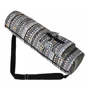 Eco cotton canvas yoga mat bag carrier with J zipper