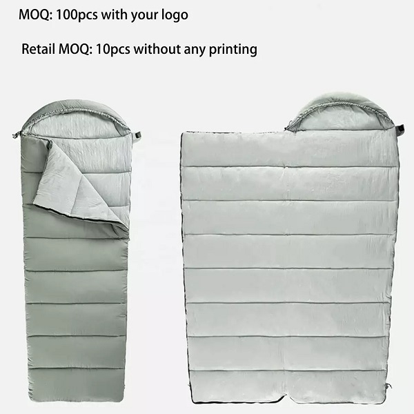 Retail warm outdoor sleeping bag camping winter sleeping bag in envelope design with hoody blanket sleeping bag