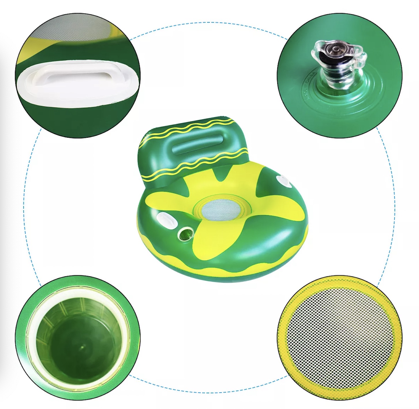 Foldable Backrest  Float PVC Inflatable Swimming Pool Float Lounge Chair Floating Bed& Sofa