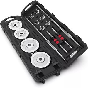 Adjustable 50kg Electroplated Dumbbell Set With Metal Barbell 2 in 1 Weight Pair And Anti-Slip Handle For All-Purpose Home Gym