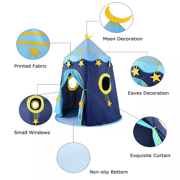 Wholesale Blue Kids Indoor Tent Playhouse Toy Tents Kids House Room Decor Indoor Baby Sleepover Toy Kid Tent With Base Mat