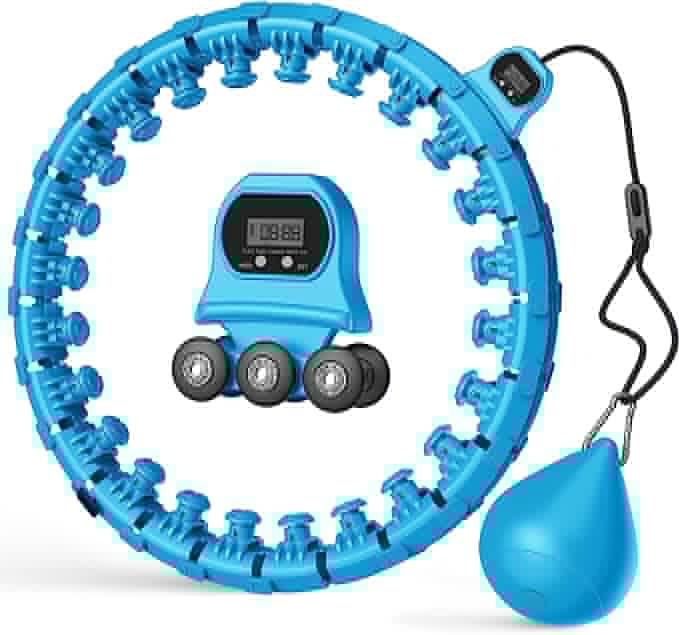 Weighted Infinity Smart Hula Hoop, 24 Removable Knotty Hula Strap Counters, 2-in-1 Abdominal Fitness Information Device