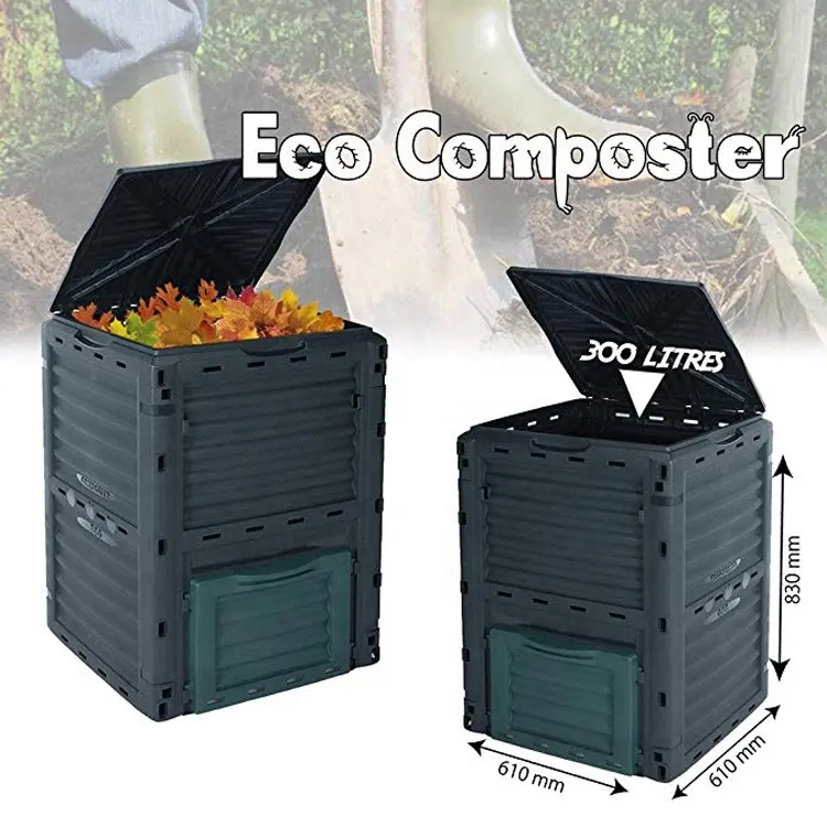 300L Outdoor Large Capacity Fertilizer Composter Plastic Garden Compost Bin