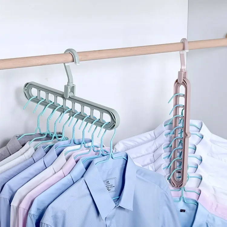 Plastic Hangers for Clothing Store Multi-function Foldable Space Saving 9 Holes Clothes Hanger Rack Home Organizer
