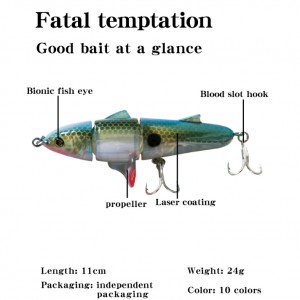 New 3-section propeller surface tractor hard bait 11cm/24g floating pencil plastic Road Runner bionic lure