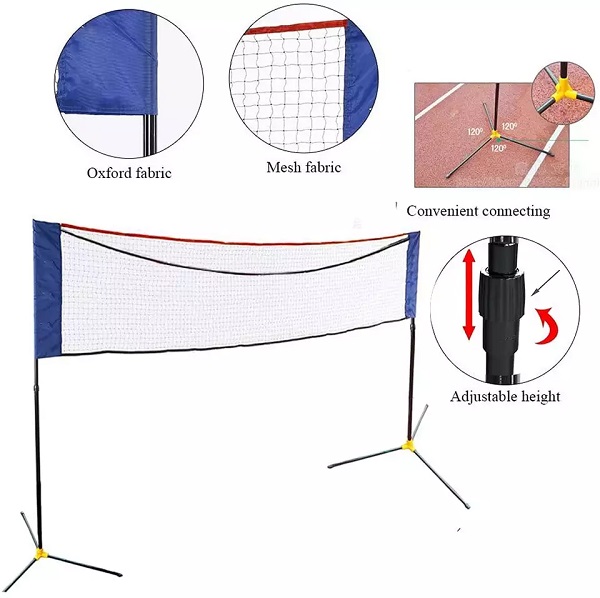 Foldable Height Adjustable tennis Net Set Equipment with Poles Stand and Carry Bag Outdoor Garden Beach Sports