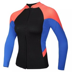 Womens 2mm Neoprene Long Sleeve Jacket Front Zipper Wetsuit Top