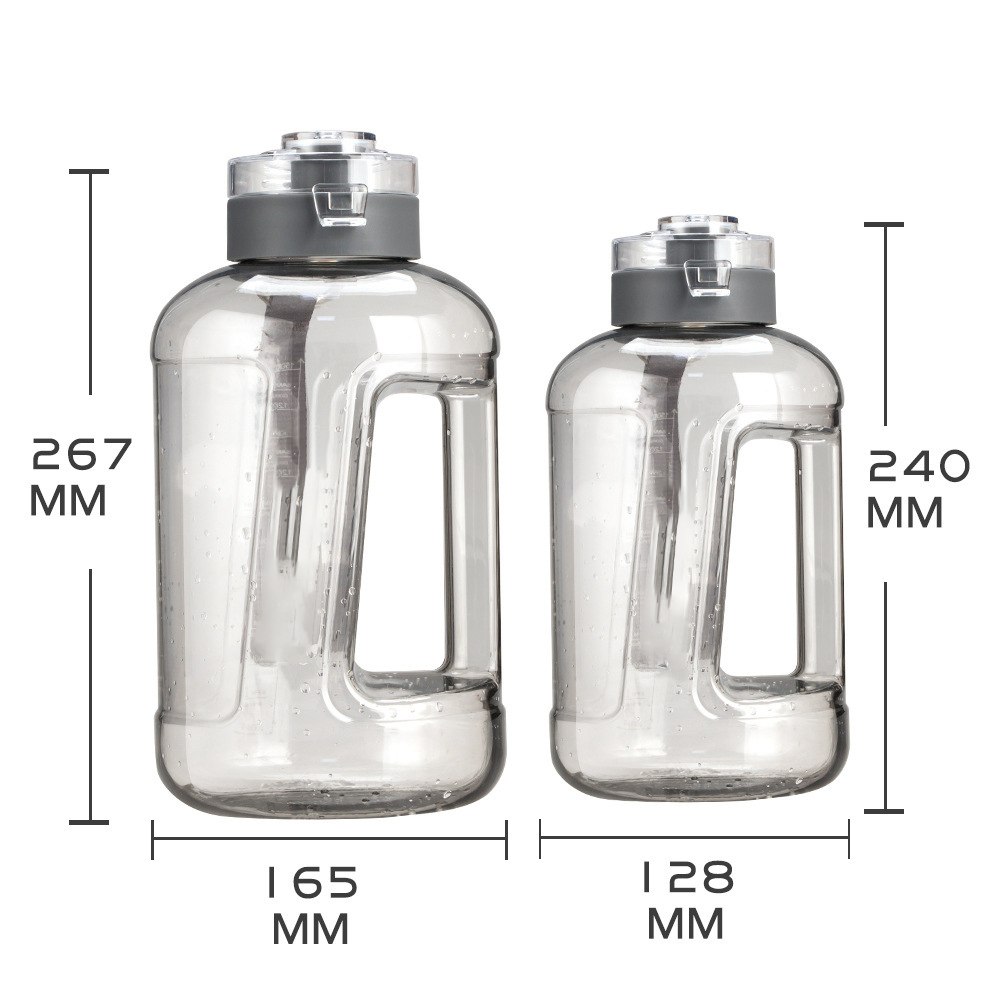 Summer new gallon fitness pot plastic sports large bucket ton ton pot 1500ml with graduated outdoor kettle