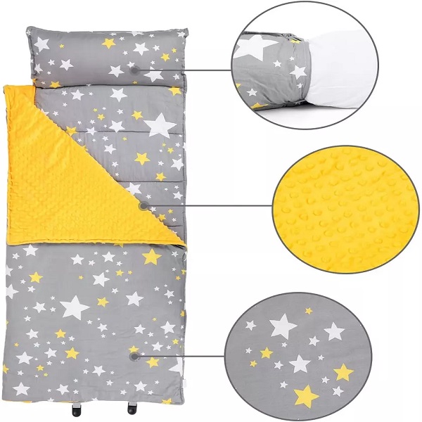 Toddler Nap Mat with Carry Bag Sleeping Bag with Removable Pillow Toddler Travel Bed Lightweight