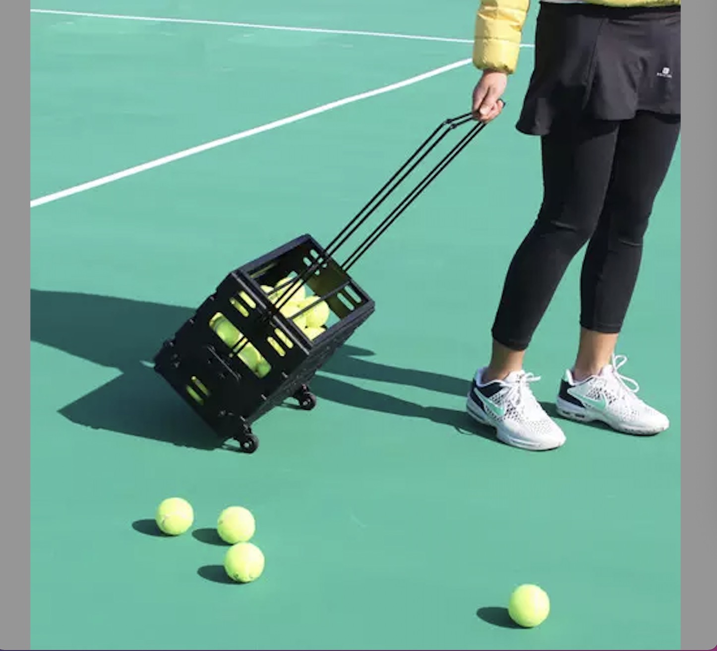 Factory wholesale eco plastic portable tennis ball pickup detachable tennis hopper storage 72 pcs balls