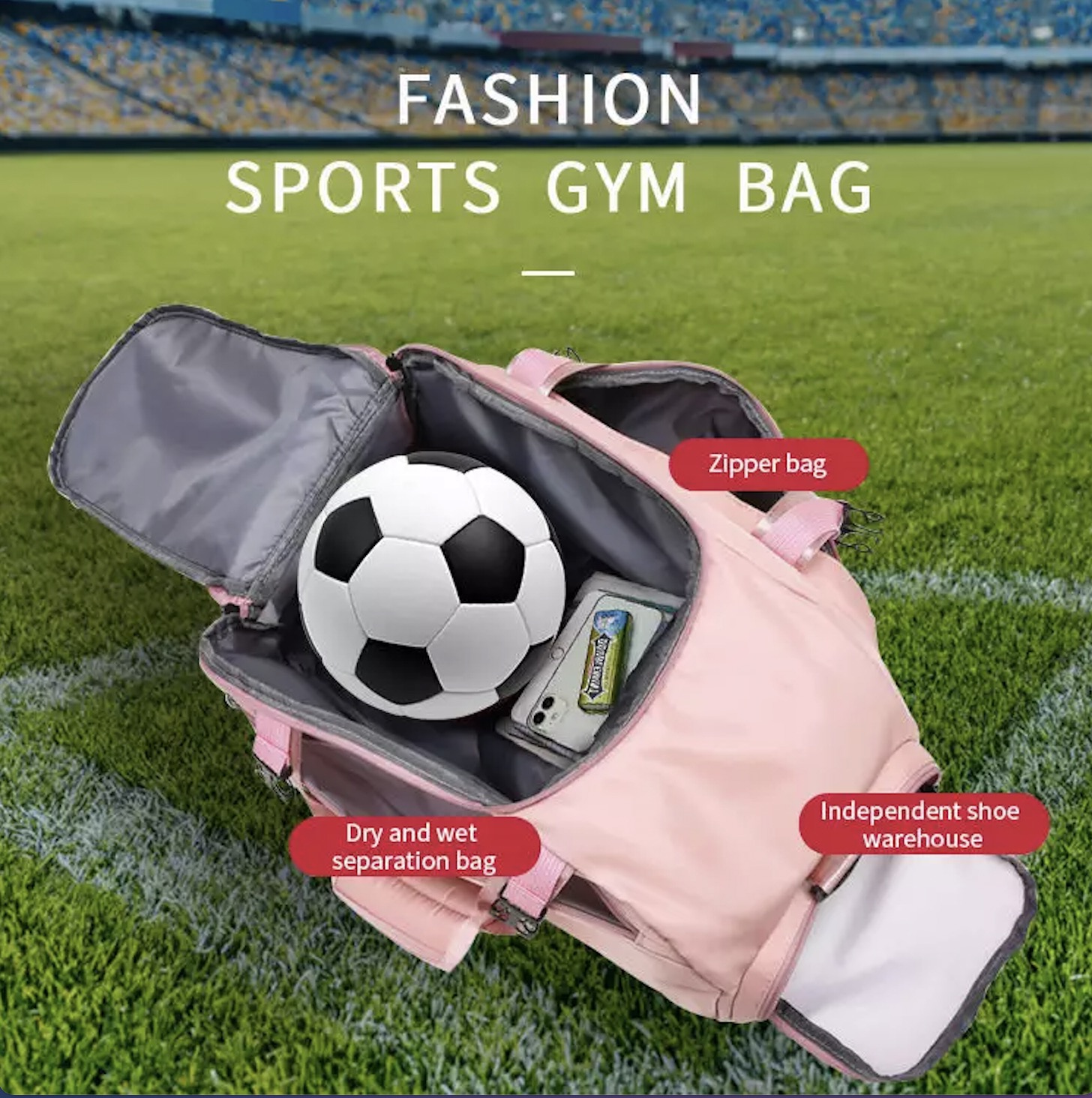 Custom Logo Travel Duffel Bag With Shoe Compartment T90 Basketball Football Training Soccer Ball Sports Women Men Duffle Gym Bag