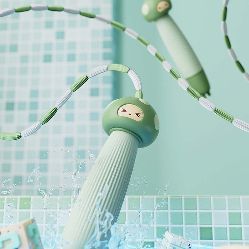 Children’s bamboo knots jump rope kindergarten pattern soft beads beginner jump rope cartoon silicone adjustable