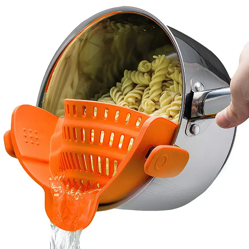 Household Kitchenware Wide mouth silicone water utensils rack kitchen dish Vegetable pouring filter to prevent spillage
