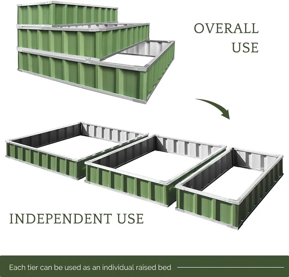 Raised Garden Bed Metal Elevated Planting Box Kit 46.5×46.5×23.6 Inch Outdoor Patio Steel Planter for Vegetables, Flower