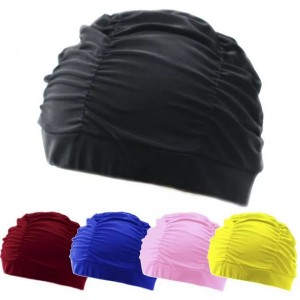 High Stretch Swimming Cap Men’s Women’s Free Size Solid Color Flower Print Long Hair Sports Swimming Cap Nylon Bandana
