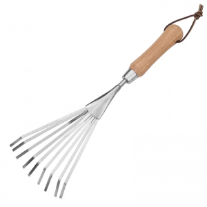 High Quality Corrosion Protection Stainless Steel Blade Bamboo Handle Small Gardening Interchangeable Hand Tools Set Garden Leaf