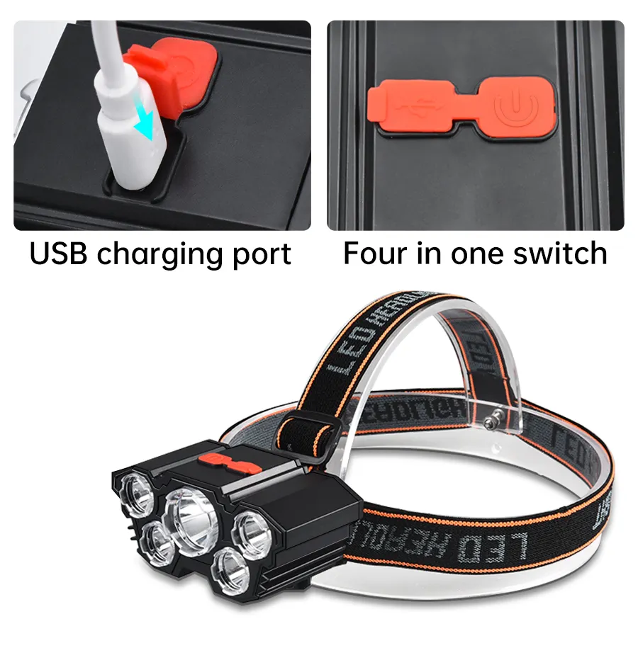 USB charging portable flashlight lantern headlight