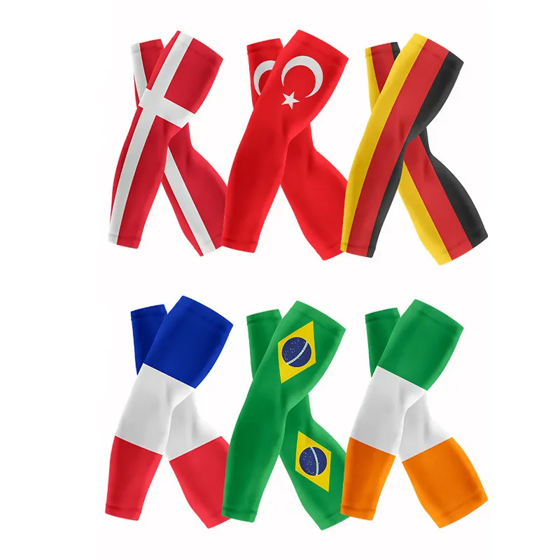  Summer Outdoor Sun Protection Ice Silk Football Sports Fans National Flag Sleeves