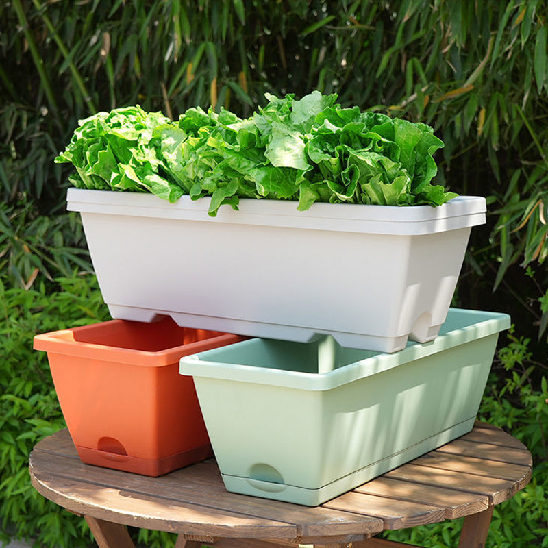 Hollen pot vegetable pot Vegetable pot Multi-specification family balcony planting vegetable planting flower rectangular planting trough
