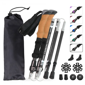 Nordic Alpine Style Foldable 3K Carbon Fiber Trekking Pole For Hiking