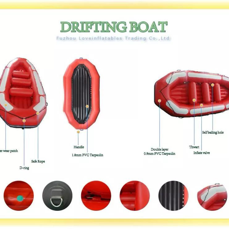 customized High quality inflatable rafting boat white water raft PVC boat