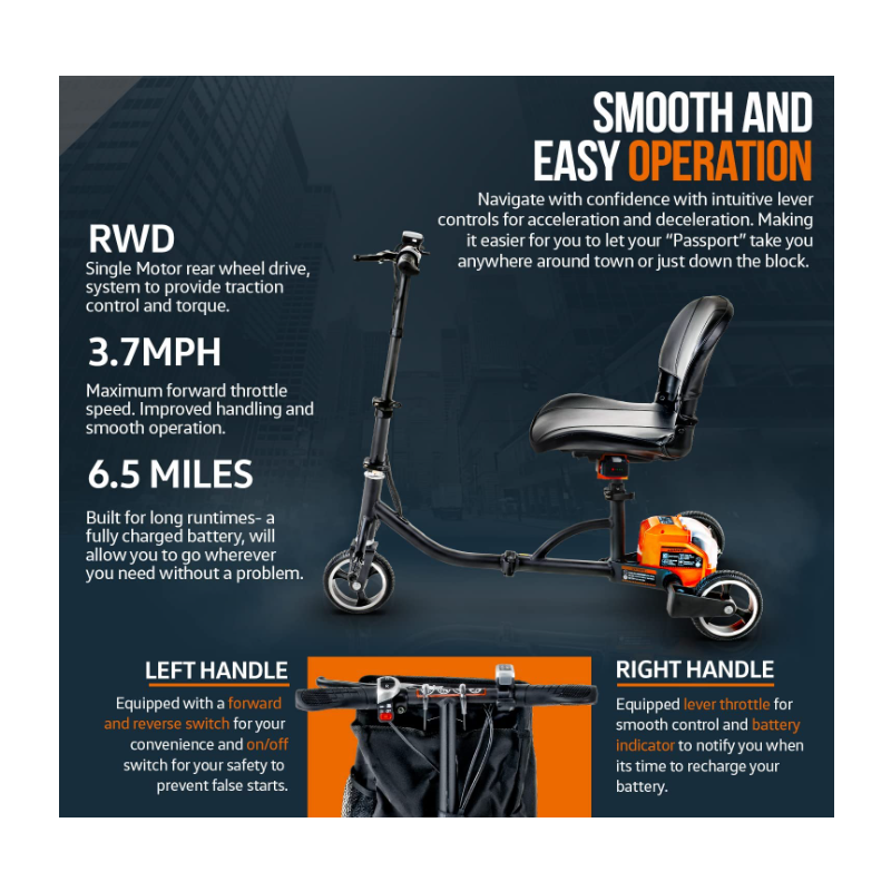 3 wheel folding mobile scooter