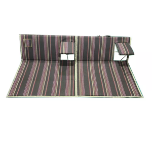 Red striped double armrests folding camping chair