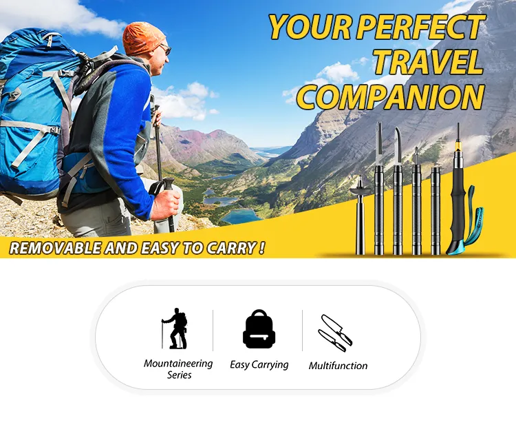  Collapsible Aluminium Multifunctional Tactical Trekking Survival Pole Tactical Walking Stick